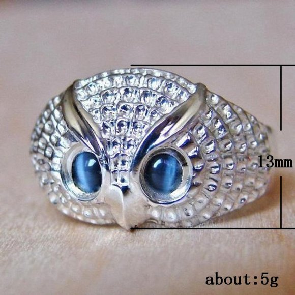 💞 Adorable Cute Blue Eye Owl Rings for Women/Man, PD198 - Picture 10 of 10